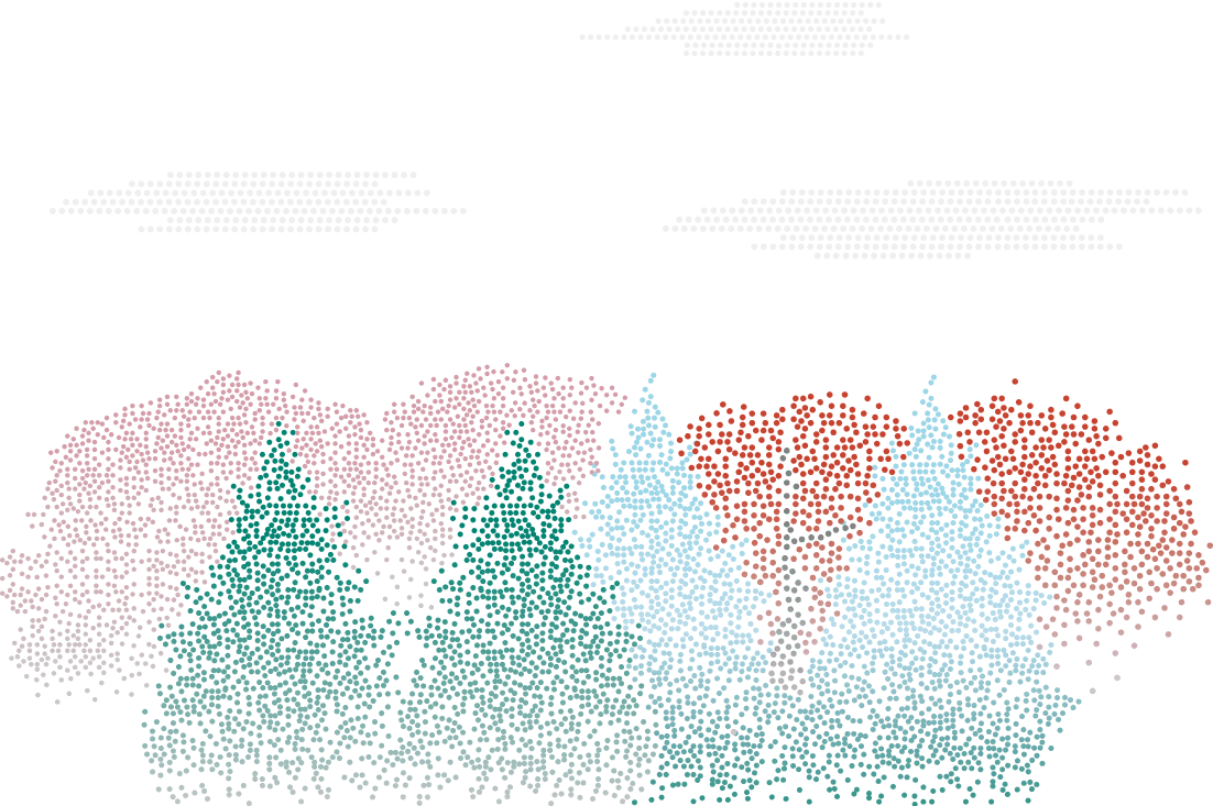 Illustration of a naturel drawn with dots